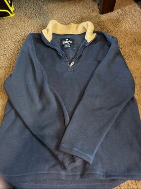 G.H. Bass & Co. Navy Zip-Up Sweater with Tan Sherpa Collar